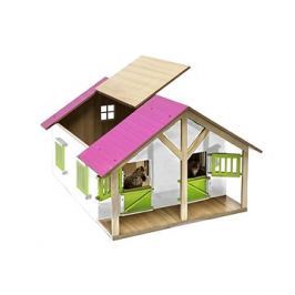 Mikro Trading Kids Globe Stáj pro koně s dílnou - růžová