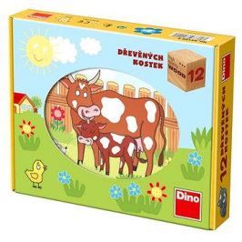 Dino dřevěné kostky kubus - Domácí zvířátka