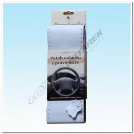 Kožený potah na volant - bílý A (36,5-39 cm)