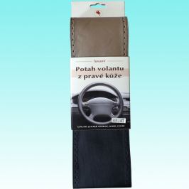 Kožený potah na volant - černo-béžový C (42,5-47 cm)