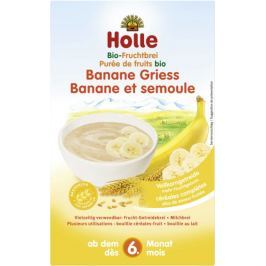Holle BIO Organická ovocná kaše banán-krupice vhodná od 6. měsíce věku