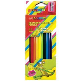 EASY Colours Šestihranné nelámavé pastelky 12 barev s ořezávátkem