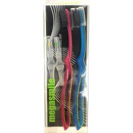 MegaSmile Black Whitening Loop Měkký Kartáček na zuby nejlehčí na světě s objemnější rukojetí růžový/modrý 2 kusy, duopack