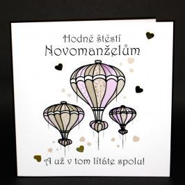 Ručně zdobené přání Mozaika - Hodně štěstí novomanželům