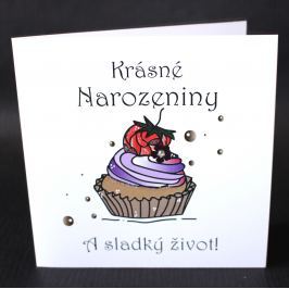 Ručně zdobené přání Mozaika - Krásné narozeniny